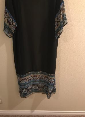 Long Black Printed Kimono