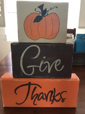 Hand Painted Thanksgiving Blocks