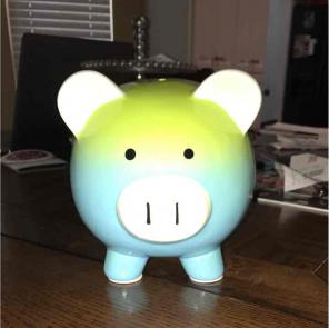 Green/Blue Ombré Piggy Bank