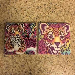 2 Lisa Frank Rainbow Leopard Coasters