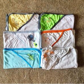 Six Infant Hooded Bath Towels