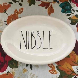 Rae Dunn NIBBLE Oval Snack Plate