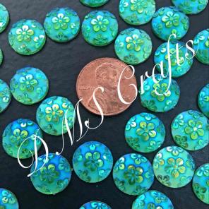 Sakura Round Sea Green Flatback Cabochon