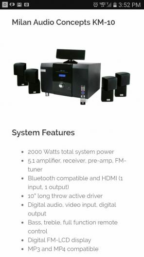 Milan home theater surround sound system