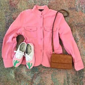Vintage 90s denim pink jacket coat