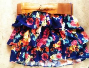 New Rue21 Belted Flower Skirt Medi