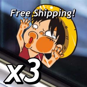 x3 Luffy Anime Car Window Decal Stickers