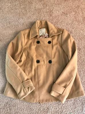Women's Camel Color Peacoat Size Large