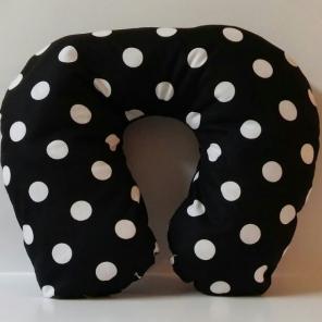 Large White Dots on Black Neck Pillow