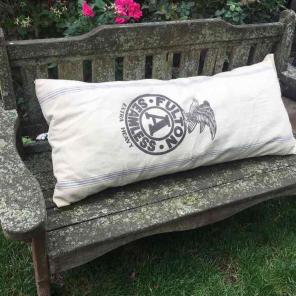 Vintage LONG 43" feed sack pillow