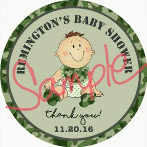 Camo theme baby shower favor tags
