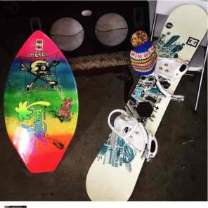 Skimboard, snowboard, sub box