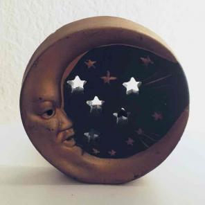 Moon and cutout stars candleholder