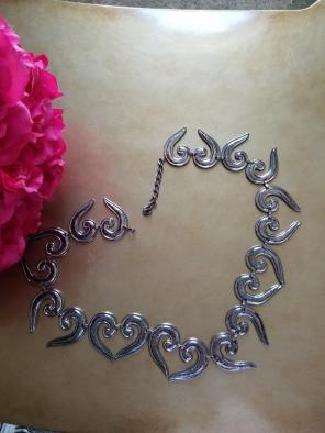 Silver Metal Hearts Chain Belt