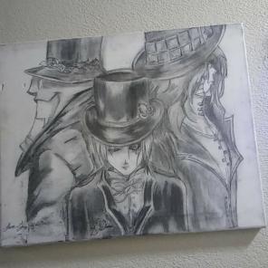 Anime canvas pencil& charcoal