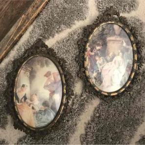 Pair Vintage Ornate Brass Frames Italy