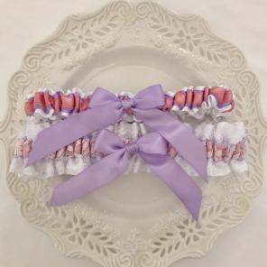 Lavender And Pink Satin Garter Set