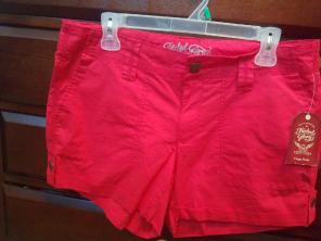 Red cargo shorts