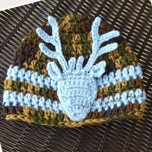 Baby Camo Deer Crochet Hat