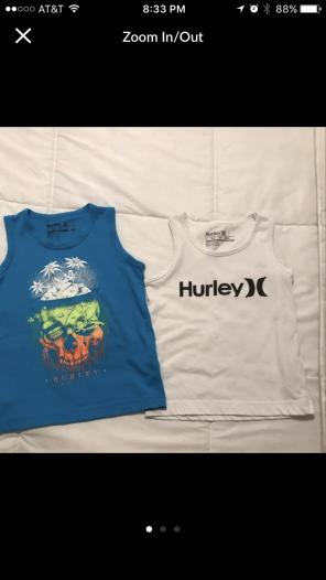 2 Hurley Boys Tops Size 4t