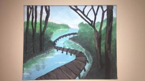Boardwalk in the Forest River Painting