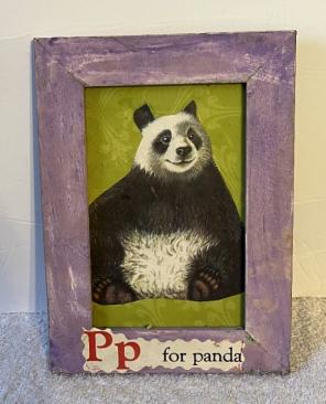 P is for Panda framed vintage picture