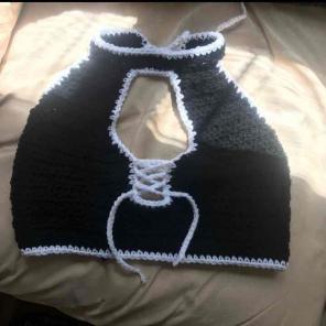 Two tone crochet halter top
