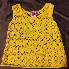 80s yellow fishnet crop top