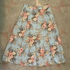 Vintage Floral Midi Button Front Skirt