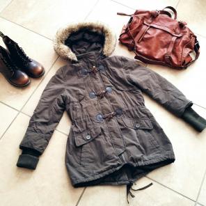 Cozy Olive Green Duffle Style Parka