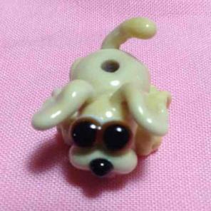Handmade Lampwork Tan Puppy Bead