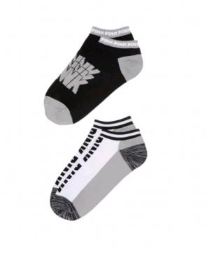 VS PINK 2 Low Show Socks Black Grey