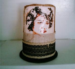 Vintage Lady Mesh Covered Candle Lamp