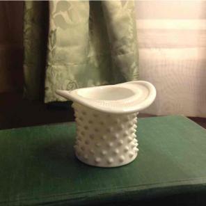Milk glass top hat toothpick holder