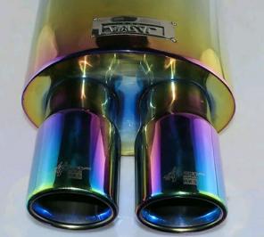 HKS hi power muffler neo chrome burn tip