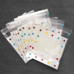 20 clear Multicolor dots white cello bag