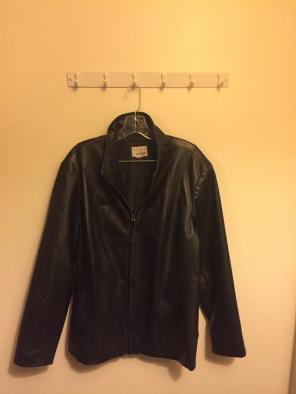 Plus size genuine black leather 22