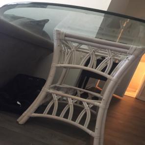 Table (white Rattan Base, Glass)