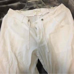 white linen beach pants