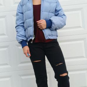 Light Blue Puffy Bomber