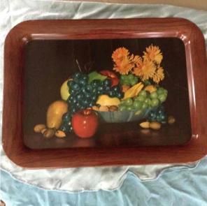 8x vintage TV trays w/ fruit image