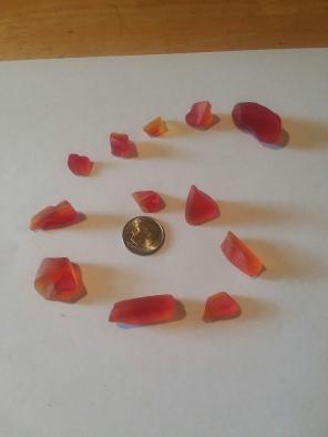 One ounce red faux seaglass