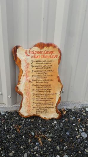 Handmade prayer on wood