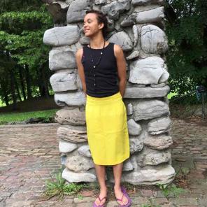 Vintage Yellow Handmade Pencil Skirt