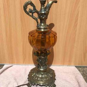Vintage Sherub base Lamp with glass