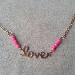 Kids Necklace LOVE 16" Coral & Gold