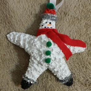 Handmade Starfish Snowman Ornament