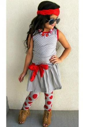 Girls red and gray outfit