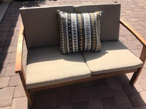 White fabric padded sofa set