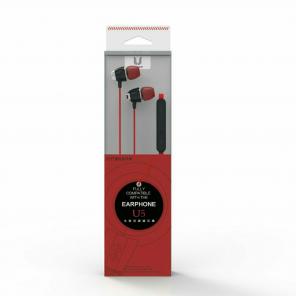 U5 Red Flat Corded Stereo Earphones